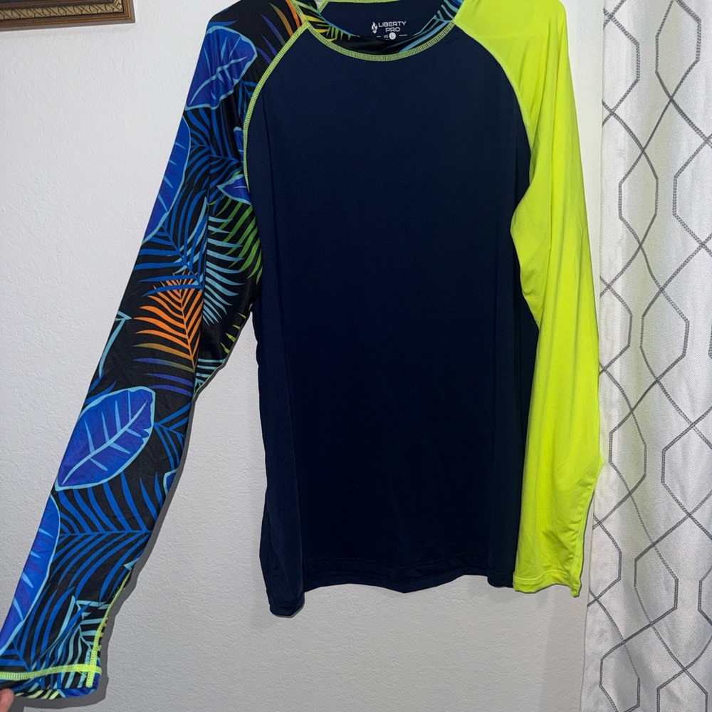 Liberty Pro Navy and Neon Leaf Print Shirt